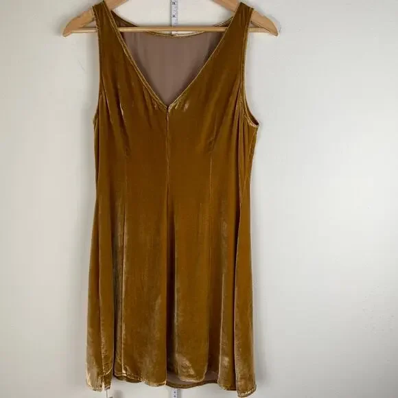 Reformation Mustard Velvet Mini Dress - Picture 9 of 15